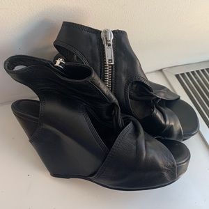 Chic Rick Owens Silver Zipper Black Leather heels